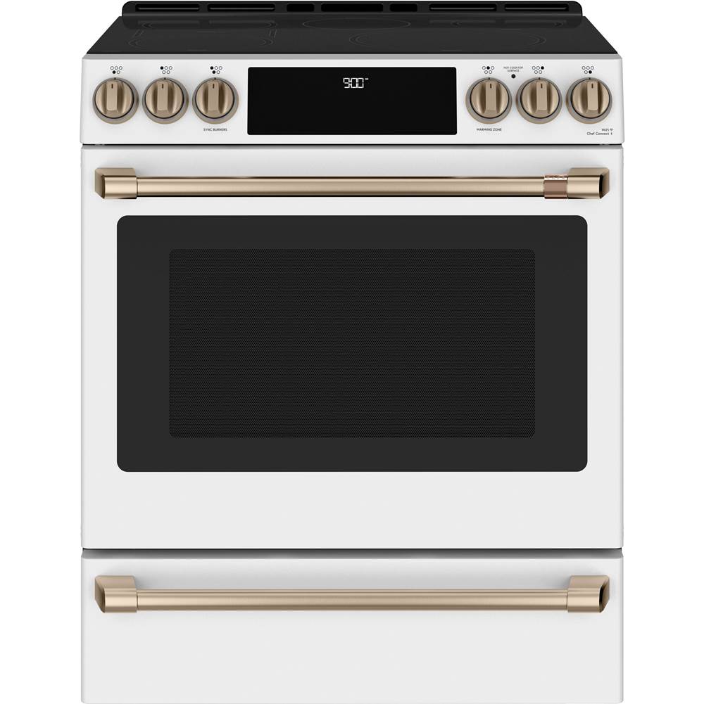 Premier Kitchen & Bath GalleryCafeCafe 30'' Smart Slide-In, Front-Control, Induction and Convection Range with Warming Drawer